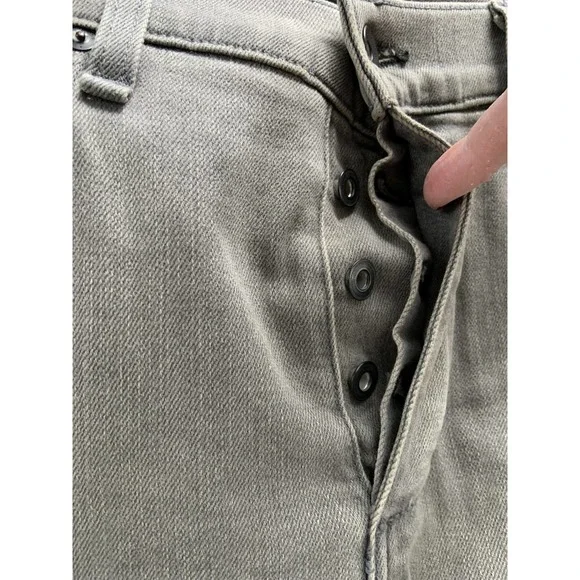 Rag & Bone NY Standard Issue Gray Button Fly Destroyed Skinny Jeans 34 - Picture 3 of 6